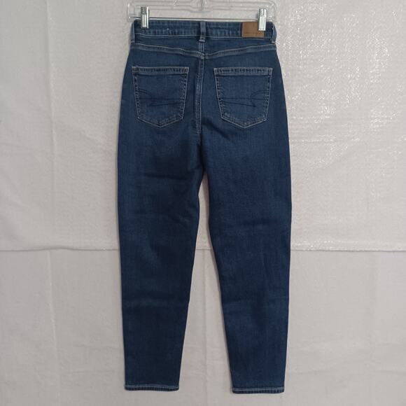 American Eagle MOM JEAN Women’s 0 Short Blue Medium Wash Mid Rise Stretch Denim - Picture 2 of 11